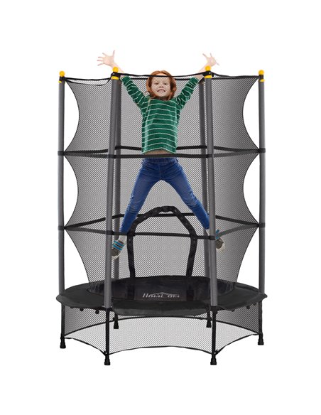 HOMCOM 4.6FT/55" Kids Trampoline with Safety Enclosure, Outdoor Indoor Use, for Ages 3-10 Years, Black 342-008V02BK - pic 102664 | FastDaddyshop