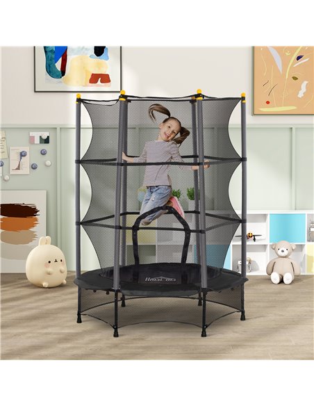 HOMCOM 4.6FT/55" Kids Trampoline with Safety Enclosure, Outdoor Indoor Use, for Ages 3-10 Years, Black 342-008V02BK - pic 102665 | FastDaddyshop