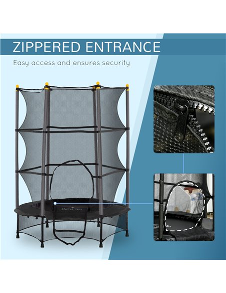 HOMCOM 4.6FT/55" Kids Trampoline with Safety Enclosure, Outdoor Indoor Use, for Ages 3-10 Years, Black 342-008V02BK - pic 102667 | FastDaddyshop