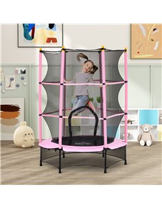 HOMCOM 4.6FT/55" Kids Trampoline with Safety Enclosure, Outdoor Indoor Use, for Ages 3-10 Years, Pink 342-008V02PK 2
