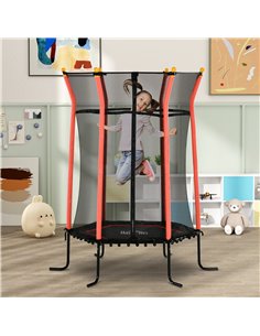 HOMCOM Kids Trampoline Mini Bouncer with Enclosure Safety Net For Ages 3-10 Years - Red 342-007V02RD 2