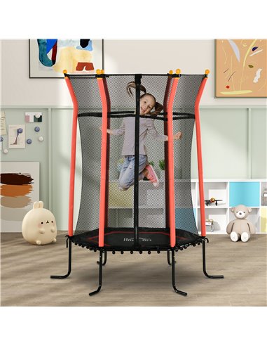 HOMCOM Kids Trampoline Mini Bouncer with Enclosure Safety Net For Ages 3-10 Years - Red 342-007V02RD