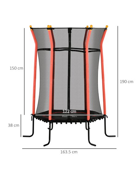 HOMCOM Kids Trampoline Mini Bouncer with Enclosure Safety Net For Ages 3-10 Years - Red 342-007V02RD - pic 102684 | FastDaddyshop