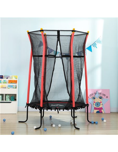 HOMCOM Kids Trampoline Mini Bouncer with Enclosure Safety Net For Ages 3-10 Years - Red 342-007V02RD - pic 102689 | FastDaddyshop