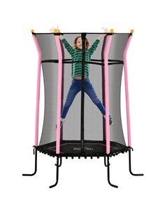 HOMCOM Kids Trampoline Mini Bouncer with Enclosure Safety Net For Ages 3-10 Years - Pink 342-007V02PK