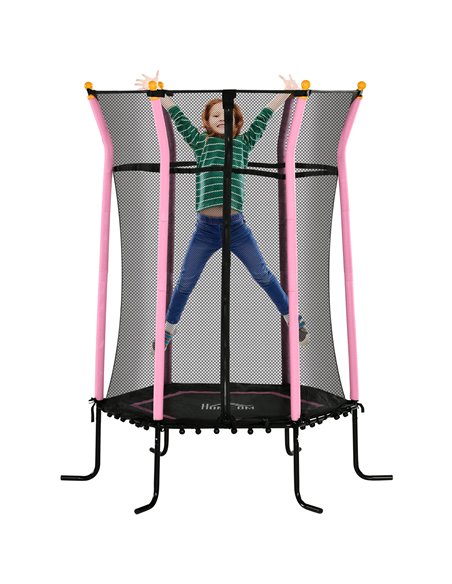 HOMCOM Kids Trampoline Mini Bouncer with Enclosure Safety Net For Ages 3-10 Years - Pink 342-007V02PK - pic 102691 | FastDaddyshop