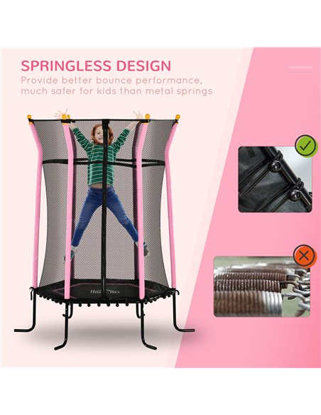 HOMCOM Kids Trampoline Mini Bouncer with Enclosure Safety Net For Ages 3-10 Years - Pink 342-007V02PK - pic 102694 | FastDaddyshop