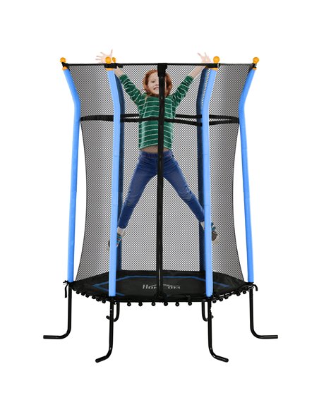 HOMCOM Kids Trampoline Mini Bouncer with Enclosure Safety Net For Ages 3-10 Years - Blue 342-007V02BU - pic 102700 | FastDaddyshop