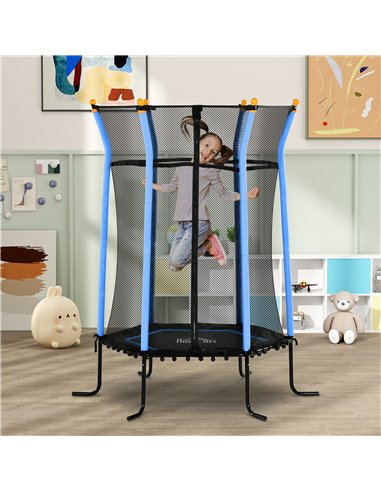 HOMCOM Kids Trampoline Mini Bouncer with Enclosure Safety Net For Ages 3-10 Years - Blue 342-007V02BU