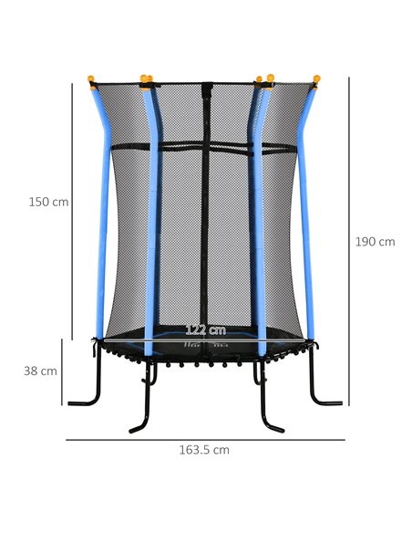 HOMCOM Kids Trampoline Mini Bouncer with Enclosure Safety Net For Ages 3-10 Years - Blue 342-007V02BU - pic 102702 | FastDaddyshop