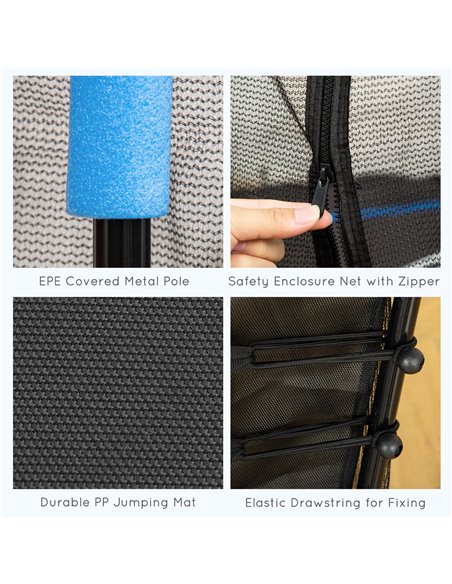 HOMCOM Kids Trampoline Mini Bouncer with Enclosure Safety Net For Ages 3-10 Years - Blue 342-007V02BU - pic 102705 | FastDaddyshop