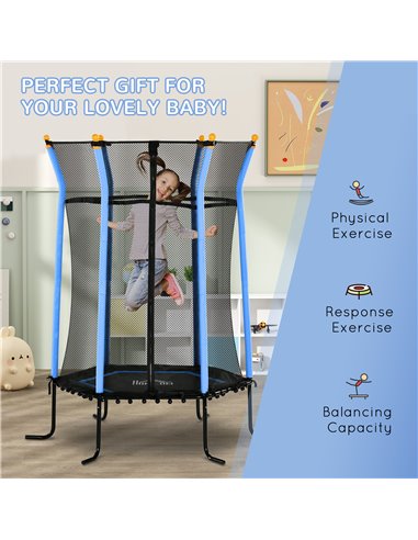 HOMCOM Kids Trampoline Mini Bouncer with Enclosure Safety Net For Ages 3-10 Years - Blue 342-007V02BU