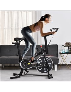 HOMCOM Indoor Stationary Exercise Bike 6kg Flywheel Fitness Cardio Workout Bke Trainer for Home Gym w/ Adjustable Resistance LCD 2