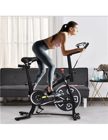 HOMCOM Indoor Stationary Exercise Bike 6kg Flywheel Fitness Cardio Workout Bke Trainer for Home Gym w/ Adjustable Resistance LCD