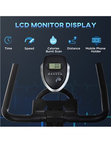 HOMCOM Indoor Stationary Exercise Bike 6kg Flywheel Fitness Cardio Workout Bke Trainer for Home Gym w/ Adjustable Resistance LCD