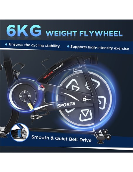 HOMCOM Indoor Stationary Exercise Bike 6kg Flywheel Fitness Cardio Workout Bke Trainer for Home Gym w/ Adjustable Resistance LCD - pic 102731 | FastDaddyshop