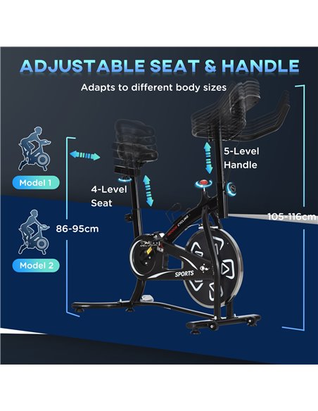 HOMCOM Indoor Stationary Exercise Bike 6kg Flywheel Fitness Cardio Workout Bke Trainer for Home Gym w/ Adjustable Resistance LCD - pic 102733 | FastDaddyshop
