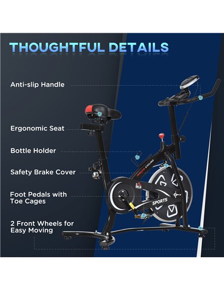 HOMCOM Indoor Stationary Exercise Bike 6kg Flywheel Fitness Cardio Workout Bke Trainer for Home Gym w/ Adjustable Resistance LCD - pic 102734 | FastDaddyshop