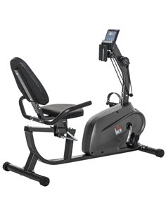 HOMCOM Recumbent Exercise Bike Recovery Exerciser, 8-Level Magnetic Resistance Stationary Bike with Pad Holder, LCD Monitor, for