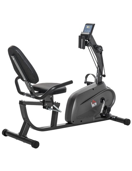 HOMCOM Recumbent Exercise Bike Recovery Exerciser, 8-Level Magnetic Resistance Stationary Bike with Pad Holder, LCD Monitor, for - pic 102736 | FastDaddyshop