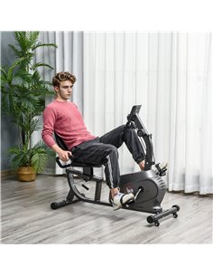 HOMCOM Recumbent Exercise Bike Recovery Exerciser, 8-Level Magnetic Resistance Stationary Bike with Pad Holder, LCD Monitor, for 2
