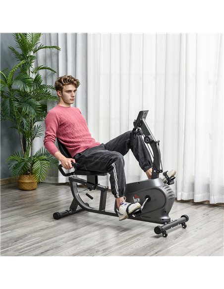 HOMCOM Recumbent Exercise Bike Recovery Exerciser, 8-Level Magnetic Resistance Stationary Bike with Pad Holder, LCD Monitor, for - pic 102737 | FastDaddyshop