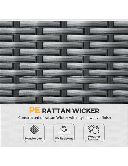 Outsunny 7 Seater Outdoor Rattan Garden Furniture Sets with Wicker Sofa, Reclining Armchair and Glass Table, Grey - pic 10274 | FastDaddyshop