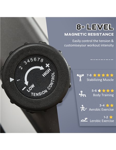 HOMCOM Recumbent Exercise Bike Recovery Exerciser, 8-Level Magnetic Resistance Stationary Bike with Pad Holder, LCD Monitor, for - pic 102740 | FastDaddyshop