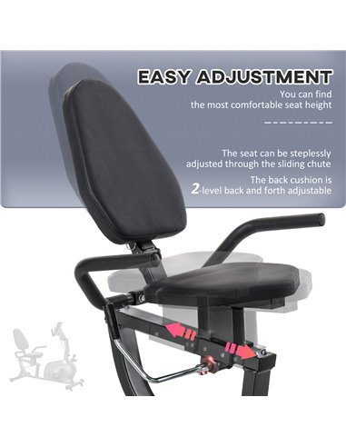 HOMCOM Recumbent Exercise Bike Recovery Exerciser, 8-Level Magnetic Resistance Stationary Bike with Pad Holder, LCD Monitor, for