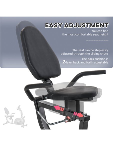 HOMCOM Recumbent Exercise Bike Recovery Exerciser, 8-Level Magnetic Resistance Stationary Bike with Pad Holder, LCD Monitor, for - pic 102741 | FastDaddyshop