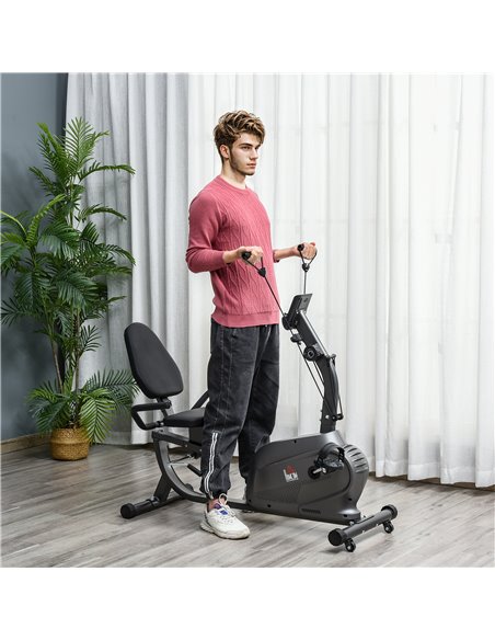 HOMCOM Recumbent Exercise Bike Recovery Exerciser, 8-Level Magnetic Resistance Stationary Bike with Pad Holder, LCD Monitor, for - pic 102744 | FastDaddyshop