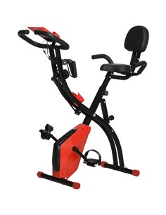 HOMCOM 2-in-1 Folding Exercise Bike with 8-Level Magnetic Resistance, Arm Resistance Band, Pulse Sensor, Red A90-196RD