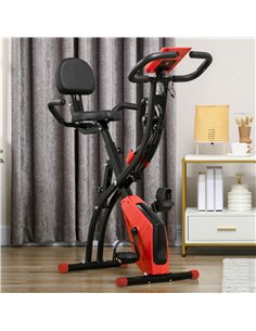 HOMCOM 2-in-1 Folding Exercise Bike with 8-Level Magnetic Resistance, Arm Resistance Band, Pulse Sensor, Red A90-196RD 2