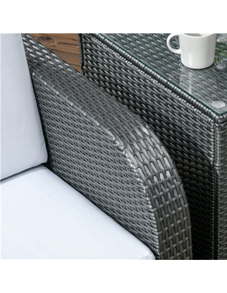 Outsunny 7 Seater Outdoor Rattan Garden Furniture Sets with Wicker Sofa, Reclining Armchair and Glass Table, Grey - pic 10277 | FastDaddyshop