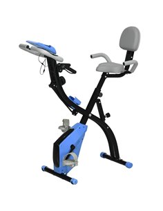 HOMCOM 2-in-1 Folding Exercise Bike with 8-Level Magnetic Resistance, Arm Resistance Band, Pulse Sensor, Blue A90-196LB