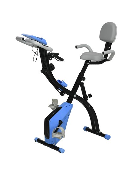 HOMCOM 2-in-1 Folding Exercise Bike with 8-Level Magnetic Resistance, Arm Resistance Band, Pulse Sensor, Blue A90-196LB - pic 102790 | FastDaddyshop