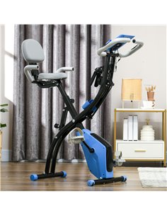HOMCOM 2-in-1 Folding Exercise Bike with 8-Level Magnetic Resistance, Arm Resistance Band, Pulse Sensor, Blue A90-196LB 2
