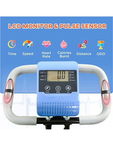 HOMCOM 2-in-1 Folding Exercise Bike with 8-Level Magnetic Resistance, Arm Resistance Band, Pulse Sensor, Blue A90-196LB