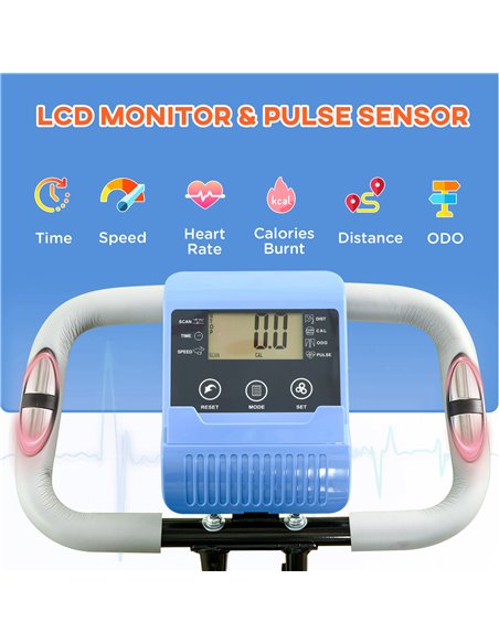 HOMCOM 2-in-1 Folding Exercise Bike with 8-Level Magnetic Resistance, Arm Resistance Band, Pulse Sensor, Blue A90-196LB - pic 102793 | FastDaddyshop