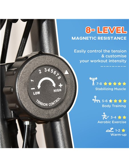 HOMCOM 2-in-1 Folding Exercise Bike with 8-Level Magnetic Resistance, Arm Resistance Band, Pulse Sensor, Blue A90-196LB - pic 102795 | FastDaddyshop