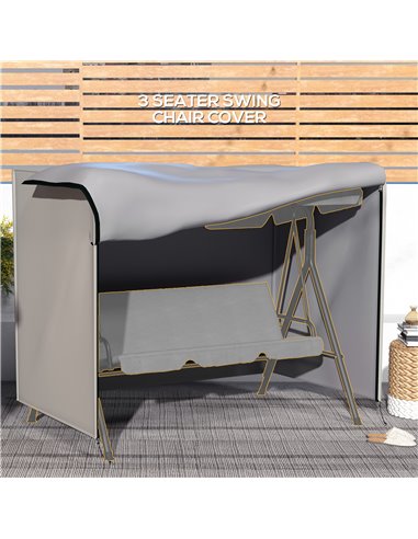 Outsunny 205 x 124cm Three-Seater Swing Chair Protective Cover Grey 84B-446V00GY
