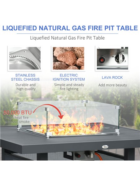 Outsunny 6-Piece Aluminium Garden Furniture Set, Outdoor Conversational Corner Sofa Loveseat Footstool Sectional w/Gas Fire Pit  - pic 10299 | FastDaddyshop