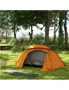 Outsunny Camping Tent with Self Inflatable Mattress, 1 Person Dome Tent with Removable Rainfly and Aluminium Frame, 2000mm Water 2