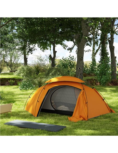 Outsunny Camping Tent with Self Inflatable Mattress, 1 Person Dome Tent with Removable Rainfly and Aluminium Frame, 2000mm Water - pic 103016 | FastDaddyshop
