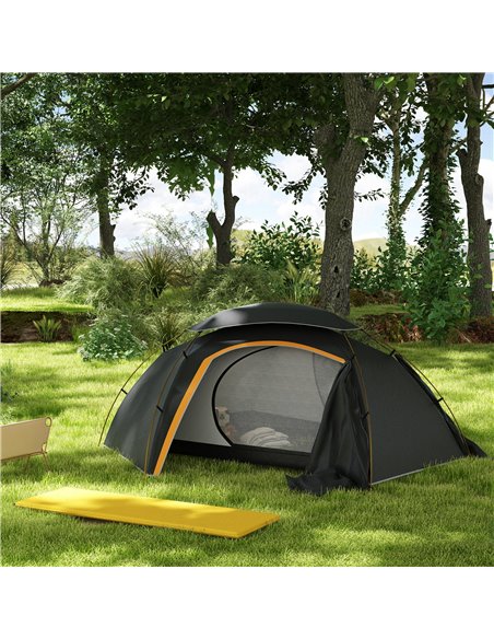 Outsunny Camping Tent with Self Inflatable Mattress, 1 Person Dome Tent with Removable Rainfly and Aluminium Frame, 2000mm Water - pic 103025 | FastDaddyshop