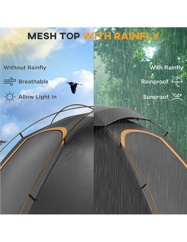 Outsunny Camping Tent with Self Inflatable Mattress, 1 Person Dome Tent with Removable Rainfly and Aluminium Frame, 2000mm Water