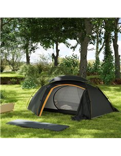 Outsunny Camping Tent with Self Inflatable Mattress, 1 Person Dome Tent with Removable Rainfly and Aluminium Frame, 2000mm Water 2