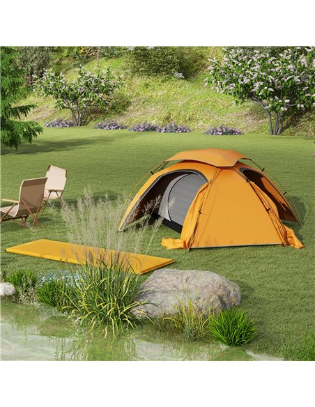 Outsunny Camping Tent with Self Inflatable Mattress, 1 Person Dome Tent with Removable Rainfly and Aluminium Frame, 2000mm Water - pic 103043 | FastDaddyshop