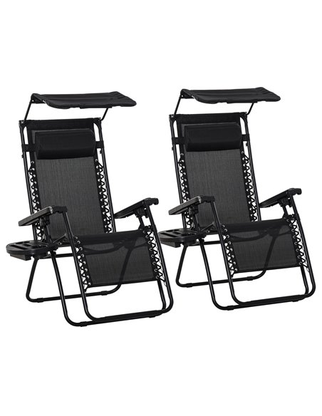Outsunny 2 Piece Foldable Reclining Garden Chair with Headrest, Zero Gravity Deck Sun Lounger Seat Chair with Footrest, Armrest, - pic 103285 | FastDaddyshop
