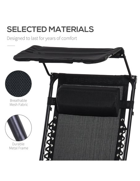 Outsunny 2 Piece Foldable Reclining Garden Chair with Headrest, Zero Gravity Deck Sun Lounger Seat Chair with Footrest, Armrest, - pic 103289 | FastDaddyshop